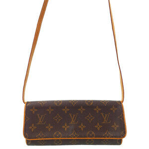 Louis Vuitton Monogram Leather Brown Pochette Twin Bag
